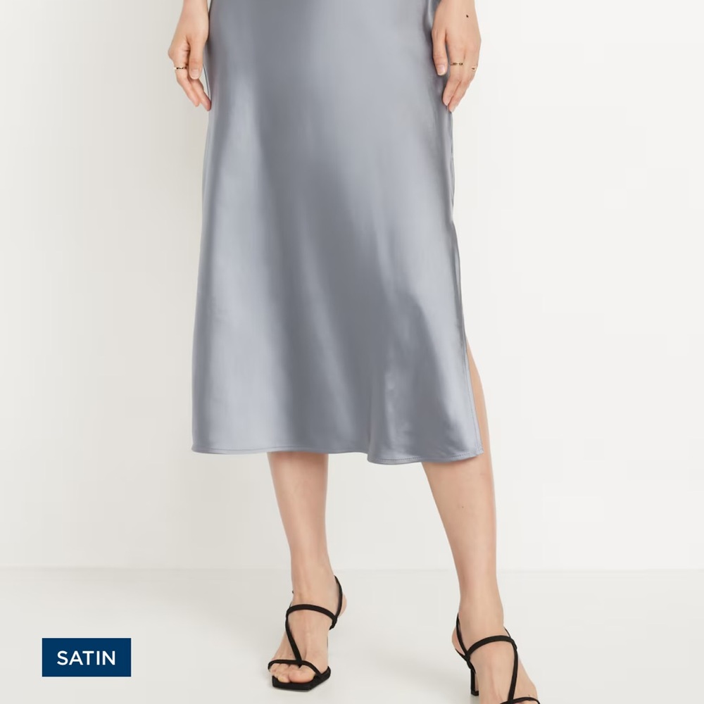 Old Navy Gray Midi Slip Skirt with Slit